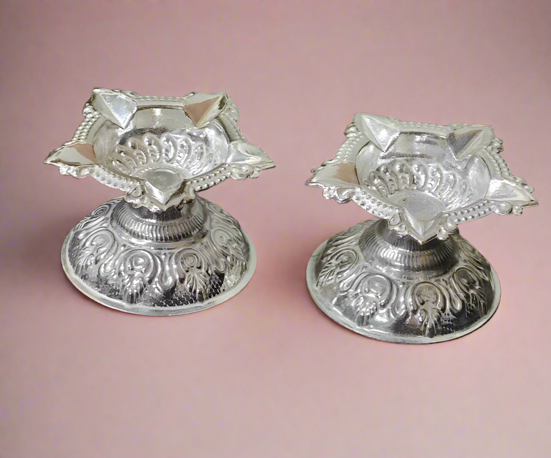 German Silver Lakshmi Diya