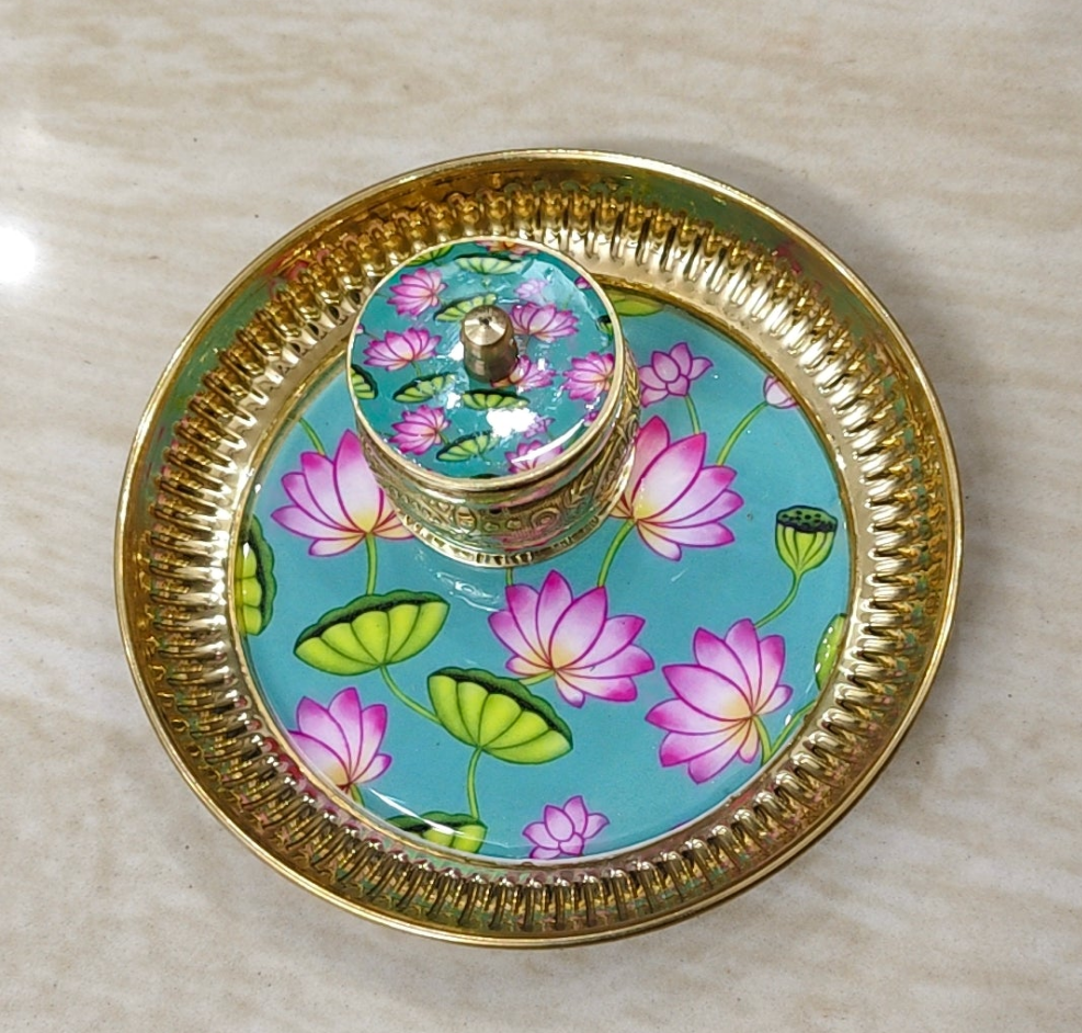 Brass Plate with Matching Kumkum Box