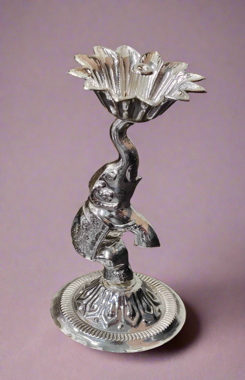 German Silver Elephant Diya