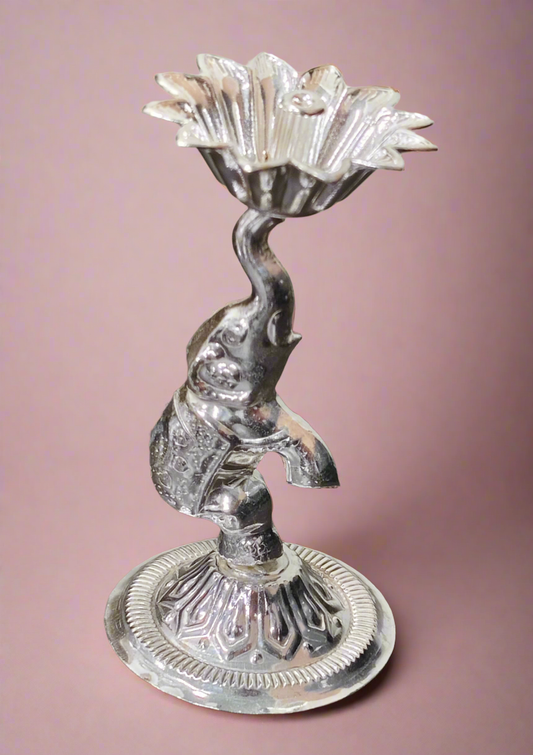 German Silver Elephant Diya