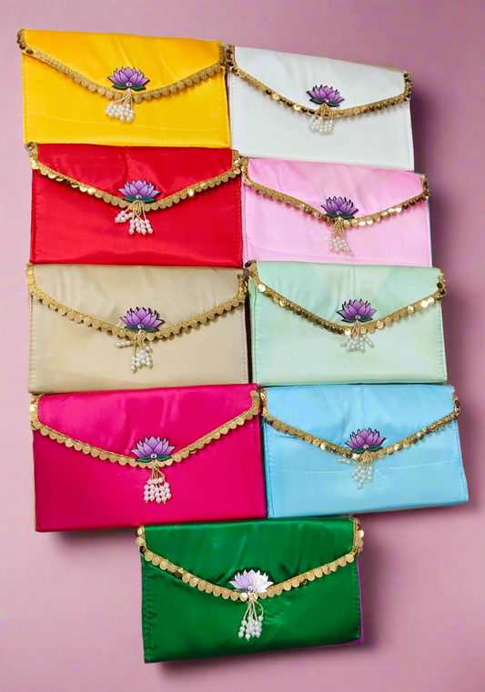 Lotus Fabric Clutch