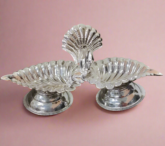 German Silver Leaf with Peacock Kumkum