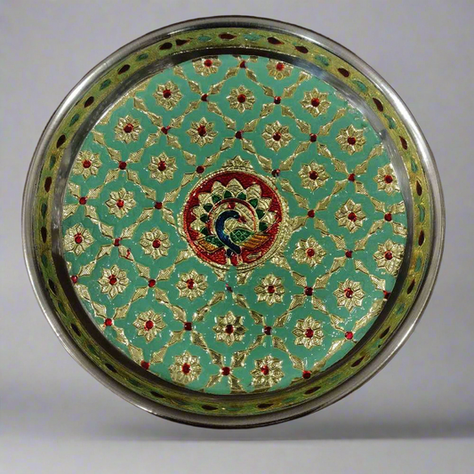 MEENAKARI PASTEL GREEN PLATE - 7"