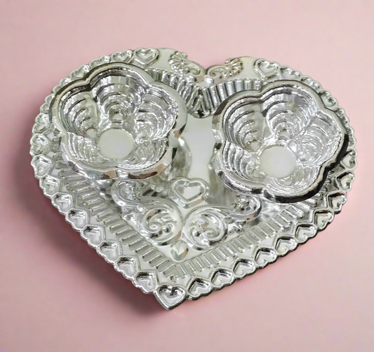 German Silver Heart Kumkum Box