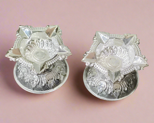 German Silver Lakshmi Diya