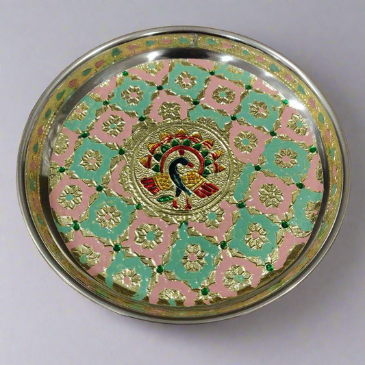 MEENAKARI PINK GREEN PLATE - 7"