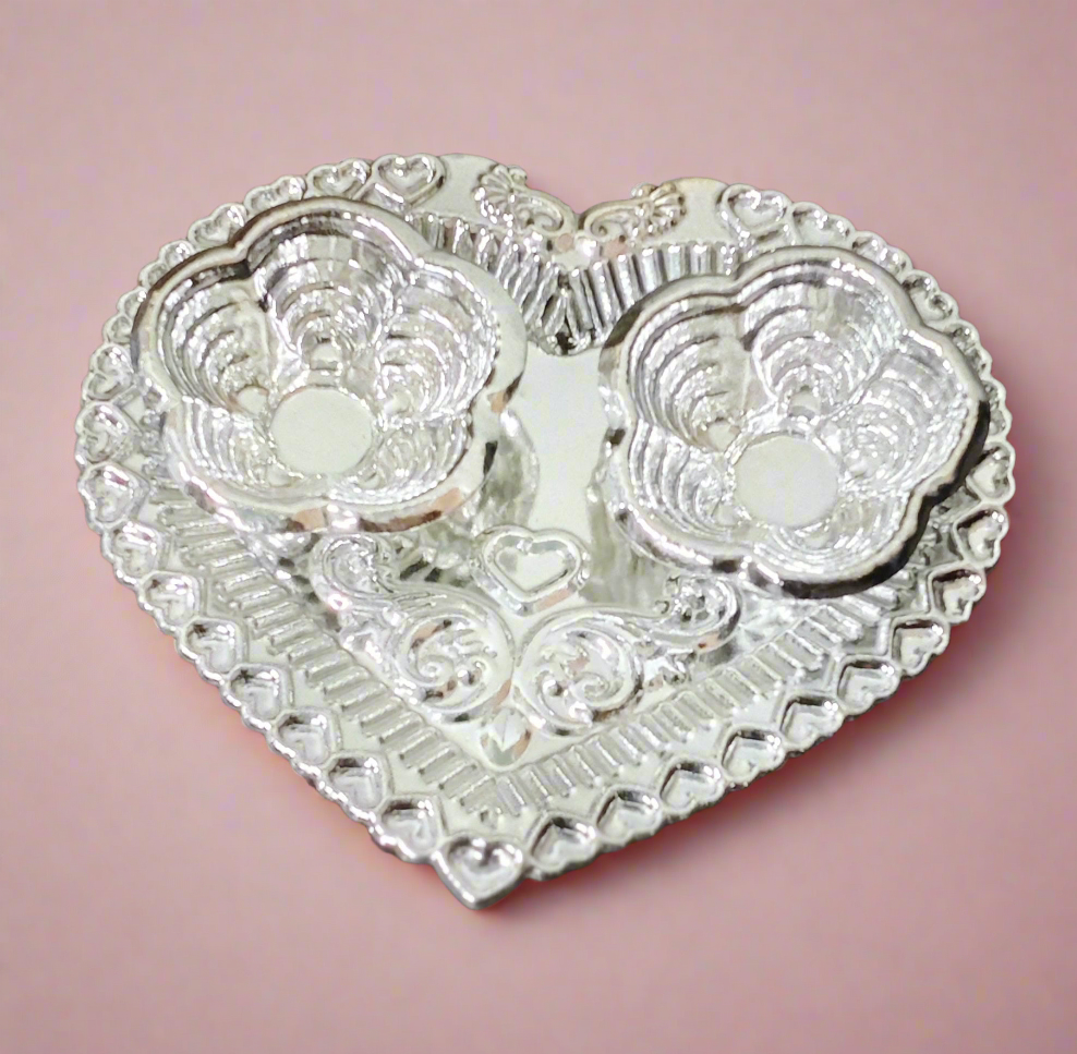 German Silver Heart Kumkum Box