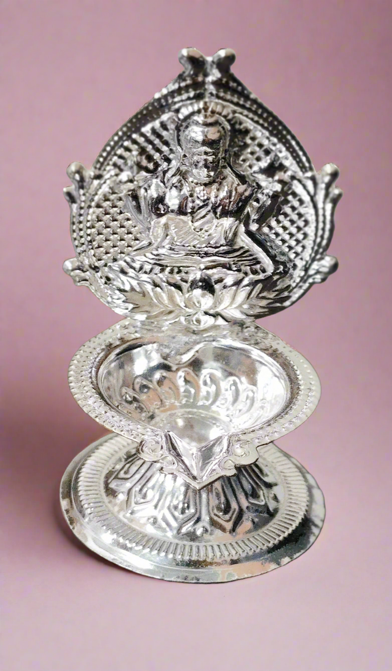 German Silver Lakshmi Diya